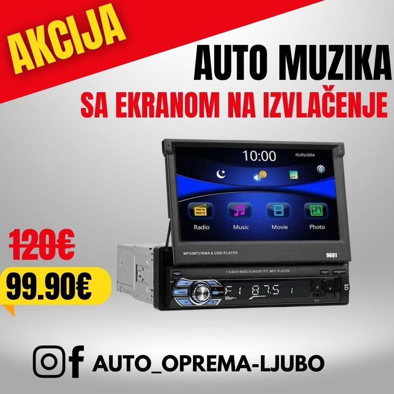Auto muzika sa ekranom na izvlačenje